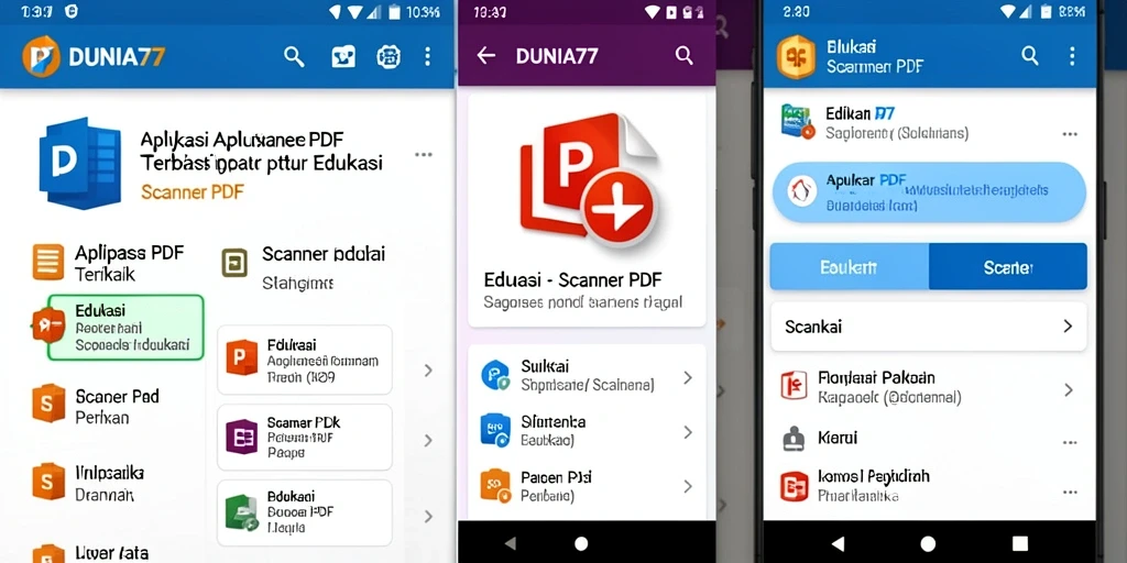 Antarmuka aplikasi DUNIA77 menunjukkan pemindaian dokumen yang jelas dan mudah digunakan.